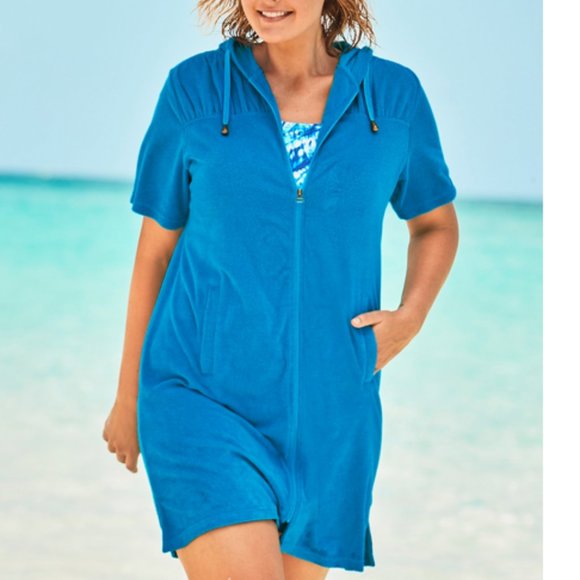Swimsuits For All Swim Nwt Plus Size 6x Hooded Terry Zip Coverup